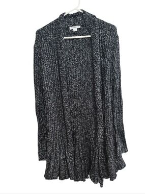 Pendleton Black and Silver Marled Open-Front Cardigan Size L